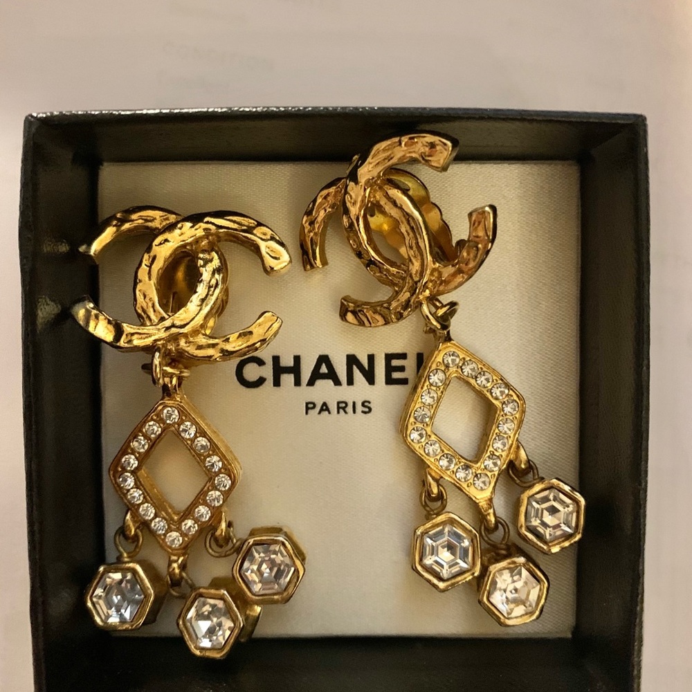 Chanel Chandelier CC crystal earrings Vintage 80’s